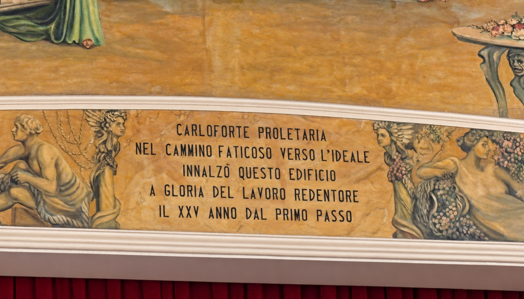 Murale storico del teatro con iscrizione-5